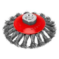 Щетка для УШМ, 100 мм, М14, "тарелка", крученая проволока 0.5 мм Matrix по ценам производителя в Воронеже с доставкой по всей России