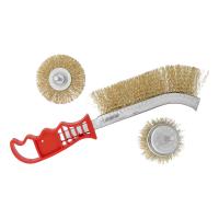 Набор щеток для дрели, 3 шт, 1 плоская, 65 мм, 50 мм "чашка", ручная металлическая Matrix