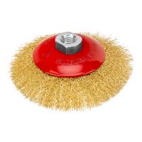 Щетка для УШМ, 125 мм, М14, "тарелка", латунированная витая проволока Matrix по ценам производителя в Воронеже с доставкой по всей России