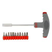 Отвертка с Т-образной эргономичной ручкой и набором бит, 11 шт, CrV Matrix по ценам производителя в Воронеже с доставкой по всей России