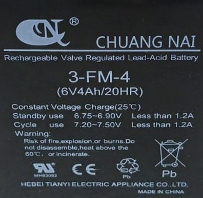 Аккумулятор свинцово-кислотный герм. (WET) 6В/4Ач 98х46х69 для тележки WH-25ES по ценам производителя в Воронеже с доставкой по всей России