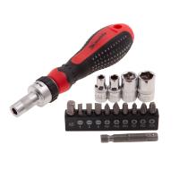 Отвертка реверсивная с набором бит и насадок торцевых, CrV, 1/4, 16 шт Matrix по ценам производителя в Воронеже с доставкой по всей России