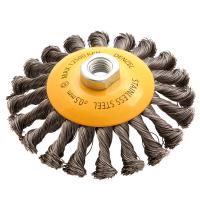 Щетка для УШМ, 125 мм, "Тарелка", крученая нержавеющая проволока 0.5 мм, М14 Denzel по ценам производителя в Воронеже с доставкой по всей России