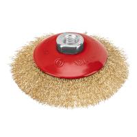 Щетка для УШМ, 115 мм, М14, "тарелка", латунированная витая проволока Matrix по ценам производителя в Воронеже с доставкой по всей России