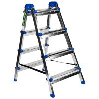 Стремянка двухсторонняя 4 ступени, сталь профиль, стальные ступени, Сибртех по ценам производителя в Воронеже с доставкой по всей России