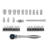 Набор торцевых головок, трещотка 120 зубьев, 1/4", CrV, 36 предметов Gross по ценам производителя в Воронеже с доставкой по всей России