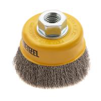 Щетка для УШМ, 75 мм, "Чашка", витая нержавеющая проволока 0.3 мм, М14 Denzel купить в Москве с доставкой по всей России | ProtosMarket.ru