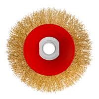 Щетка для УШМ, 100 мм, М14, "тарелка", латунированная витая проволока Matrix по ценам производителя в Воронеже с доставкой по всей России