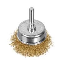 Щетка для дрели, 50 мм, "чашка" со шпилькой, латунированная витая проволока Matrix