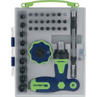 Отвертка Т-образная и трещотка, реверсивные с набором бит, торцевых головок, 34 предмета, CrV Сибртех по ценам производителя в Воронеже с доставкой по всей России