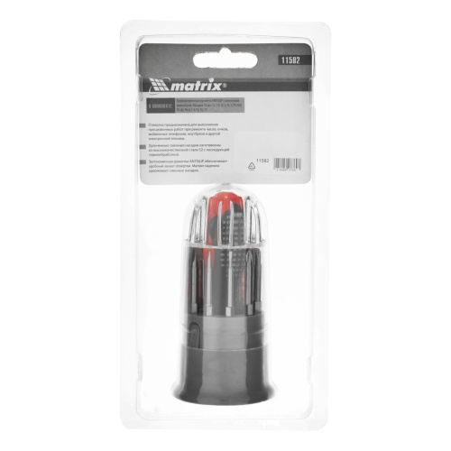 Отвертка для точных работ Fusion с насадками, 11 предметов, в пластиковом пенале, трехкомпонентная рукоятка Matrix по ценам производителя в Воронеже с доставкой по всей России