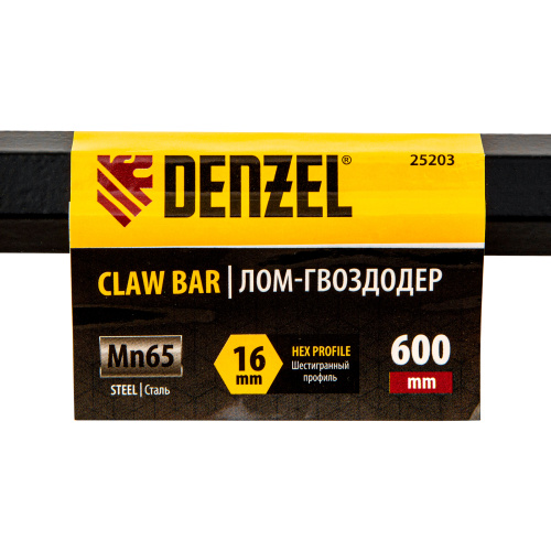 Лом-гвоздодер, 600 мм, шестигранный 16 мм, окрашенный, сталь 65 Denzel по ценам производителя в Воронеже с доставкой по всей России