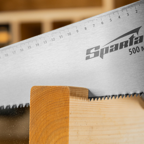Ножовка по дереву, 500 мм, 7-8 TPI, каленый зуб, линейка, деревянная рукоятка Sparta по ценам производителя в Воронеже с доставкой по всей России