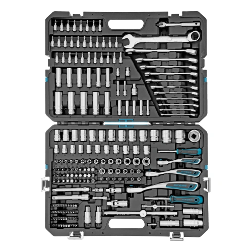 Набор инструментов, 1/2", 3/8", 1/4", CrV, 120 зубьев, 216 предметов Gross по ценам производителя в Воронеже с доставкой по всей России