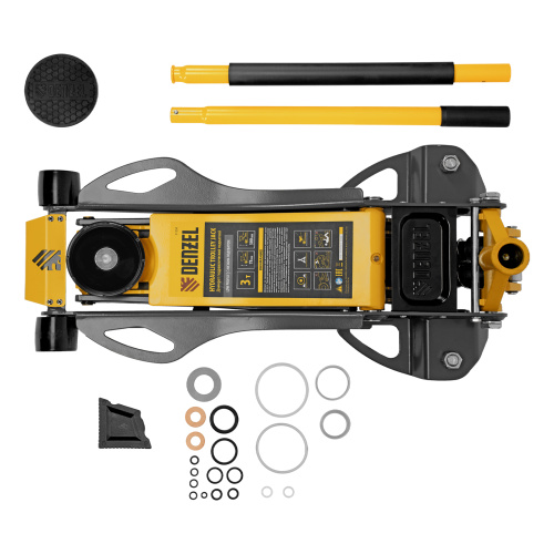 Домкрат гидравлический подкатной, 3 т, 75-500 мм, быстрый подъем, низкий подхват, проф. Denzel по ценам производителя в Воронеже с доставкой по всей России