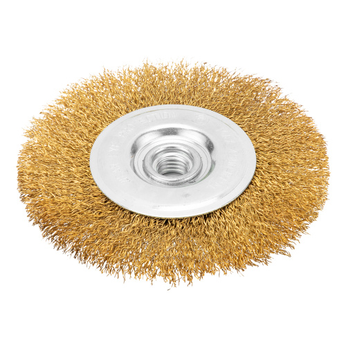 Щетка для УШМ, 125 мм, М14, плоская, латунированная витая проволока Matrix по ценам производителя в Воронеже с доставкой по всей России
