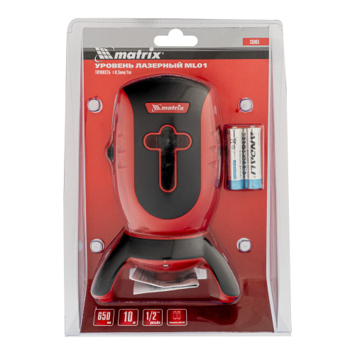 Лазерный уровень ML01T, дальность 10 м, точность ± 0,5 мм, / 1 м, длина волны 650 нм, проекция 1 вертикальная 1 горизонтальная плоскость, резьба под штатив 5/8" Matrix по ценам производителя в Воронеже с доставкой по всей России