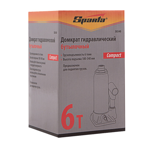 Домкрат гидравлический бутылочный, 6 т, h подъема 180–340 мм Sparta Compact по ценам производителя в Воронеже с доставкой по всей России