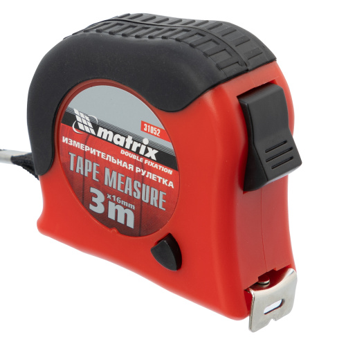 Рулетка Double fixation,3 м х 16 мм,обрезиненный корпус,двойная плавная фиксация Matrix по ценам производителя в Воронеже с доставкой по всей России