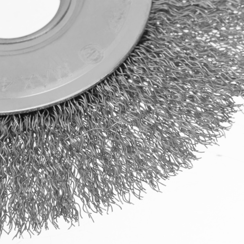 Щетка для УШМ, 125 мм, "Плоская", витая нержавеющая проволока 0.3 мм, посадка 22.2 мм Denzel по ценам производителя в Воронеже с доставкой по всей России