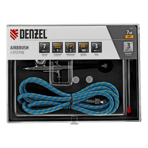 Аэрограф с верхним бачком AB1, 0.2/0.3/0.5 мм, 7 мл, 9 л/мин Denzel по ценам производителя в Воронеже с доставкой по всей России