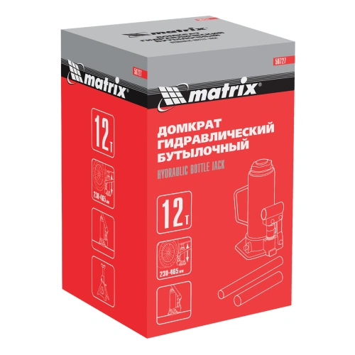 Домкрат гидравлический бутылочный, 12 т, высота подъема 230-465 мм Matrix по ценам производителя в Воронеже с доставкой по всей России