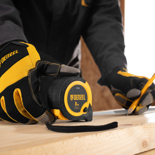 Рулетка 8м х 25мм, двухкомп. корпус, кнопка-пауза Denzel по ценам производителя в Воронеже с доставкой по всей России