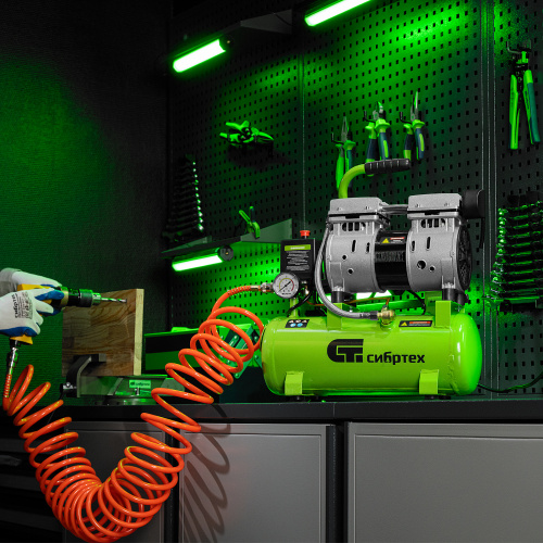 Компрессор безмаслянный малошумный МБ 750/10,750 Вт, 10 л, 150 л/мин Сибртех по ценам производителя в Воронеже с доставкой по всей России