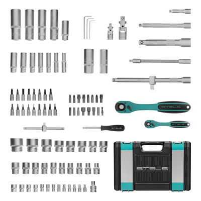 Набор инструментов 1/2", 1/4", CrV, 12 гранные головки, пластиковый кейс, 94 предмета Stels по ценам производителя в Воронеже с доставкой по всей России