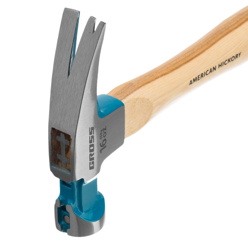 Молоток-гвоздодер, 450 г, угол 75, магнит, обрезиненная рукоятка American hickory GROSS по ценам производителя в Воронеже с доставкой по всей России