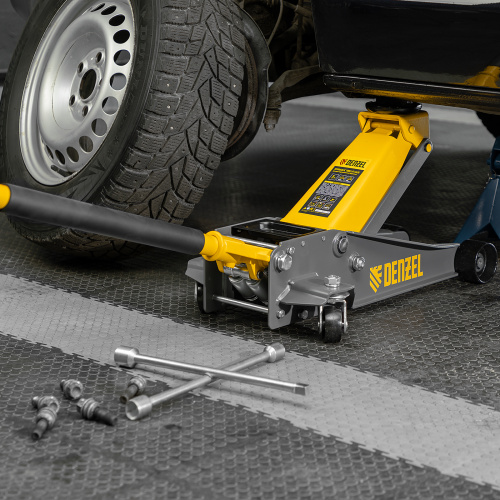 Домкрат гидравлический подкатной, 3 т, 125-470 мм, быстрый подъем, проф. Denzel по ценам производителя в Воронеже с доставкой по всей России