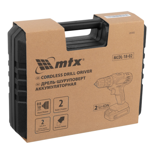Дрель-шуруповерт аккумуляторная MCDL-18-02, Li-Ion, 18 В, 2 акк. MTX по ценам производителя в Воронеже с доставкой по всей России