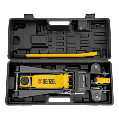 Домкрат гидравлический подкатной с фиксатором, 2,5 т,  85-385 мм, в пласт. кейсе Denzel по ценам производителя в Воронеже с доставкой по всей России