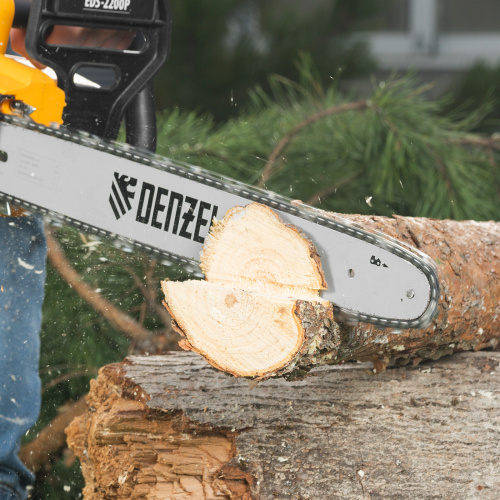 Пила цепная электрическая EDS-2200P, 2.2 кВт,поперечная, шина 45 см, шаг 3/8, паз 1.3 мм, 63 звена Denzel по ценам производителя в Воронеже с доставкой по всей России