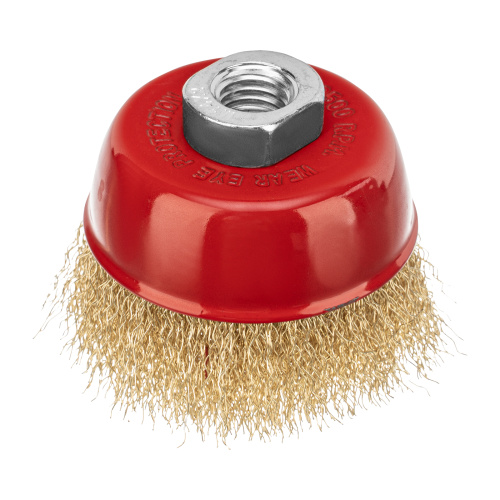 Щетка для УШМ, 75 мм, М14, "чашка", латунированная витая проволока Matrix по ценам производителя в Воронеже с доставкой по всей России