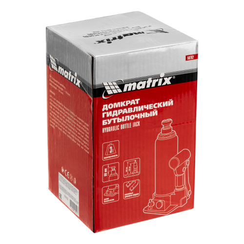 Домкрат гидравлический бутылочный, 3 т, h подъема 178-343 мм Matrix купить в Москве с доставкой по всей России | ProtosMarket.ru