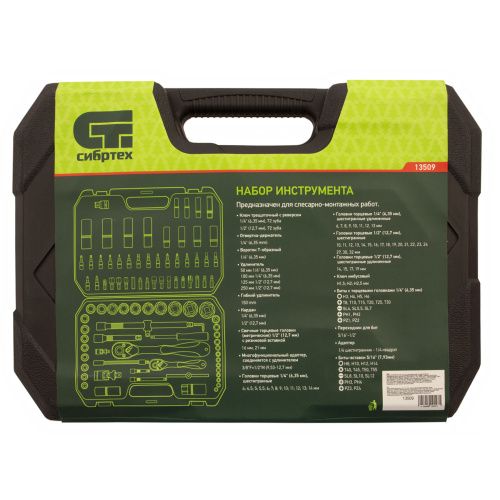 Набор инструментов 94 предмета, CrV, 1/2", 1/4" Сибртех по ценам производителя в Воронеже с доставкой по всей России