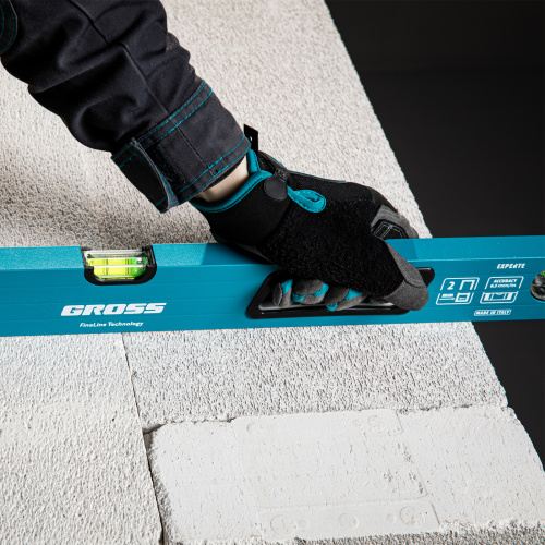 Уровень алюминиевый, 1500 мм, усиленный с ударопрочными заглушками, рукоятки, 3 глазка Gross по ценам производителя в Воронеже с доставкой по всей России