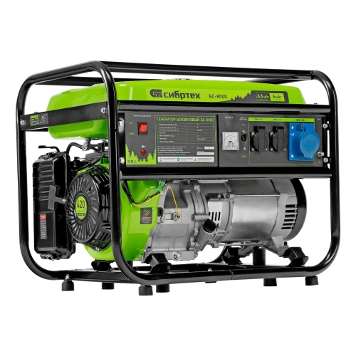 Генератор бензиновый БС-8000, 6,6 кВт, 230В, четырехтактный, 25 л, ручной стартер Сибртех по ценам производителя в Воронеже с доставкой по всей России
