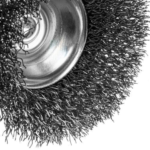 Щетка для дрели, 65 мм, Чашка, со шпилькой , нержавеющая витая проволока Denzel по ценам производителя в Воронеже с доставкой по всей России