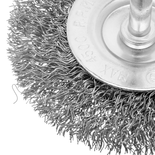 Щетка для дрели, 75 мм, плоская со шпилькой, витая проволока Сибртех по ценам производителя в Воронеже с доставкой по всей России