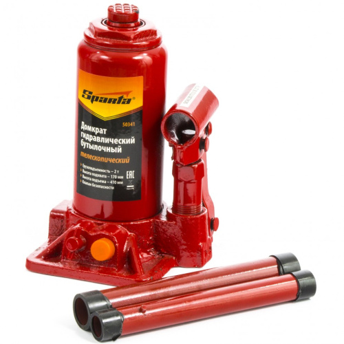 Домкрат гидравлический бутылочный телескопический, 2 т, h подъема 170-410 мм Sparta по ценам производителя в Воронеже с доставкой по всей России