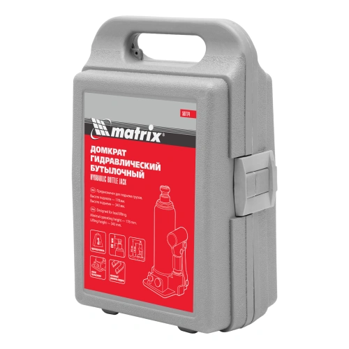 Домкрат гидравлический бутылочный, 3 т, h подъема 178-343 мм, в пластиковом кейсе Matrix по ценам производителя в Воронеже с доставкой по всей России