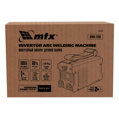 Инверторный аппарат дуговой сварки MMA-180S, 180 А, ПВ60%, диаметр электрода 1,6-4 мм MTX по ценам производителя в Воронеже с доставкой по всей России