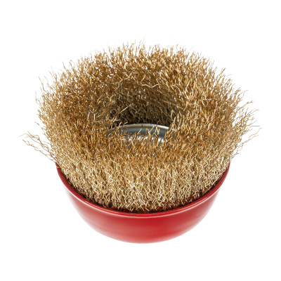 Щетка для УШМ, 75 мм, М14, "чашка", латунированная витая проволока Matrix по ценам производителя в Воронеже с доставкой по всей России