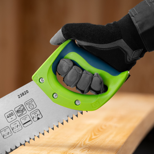 Ножовка по дереву "Зубец", 400 мм, шаг зуба 10 мм, каленый зуб 2D, двухкомпонентная рукоятка Сибртех по ценам производителя в Воронеже с доставкой по всей России