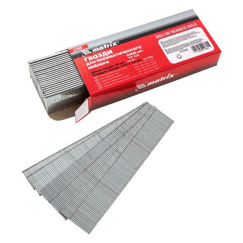 Гвозди для пневматического нейлера, длина 20 мм, ширина 1.25 мм, толщина 1 мм, 5000 шт Matrix по ценам производителя в Воронеже с доставкой по всей России