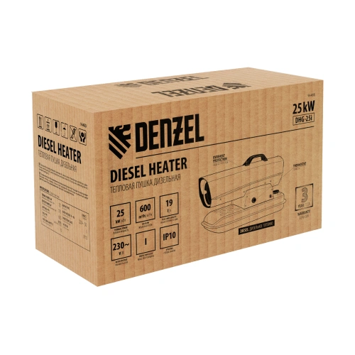 Дизельная тепловая пушка DHG-25i, 25 кВт, 600 м3/ч, прямой нагрев, термостат Denzel по ценам производителя в Воронеже с доставкой по всей России