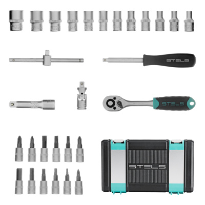 Набор инструментов, 1/4", CrV, пластиковый кейс 29 предметов Stels по ценам производителя в Воронеже с доставкой по всей России
