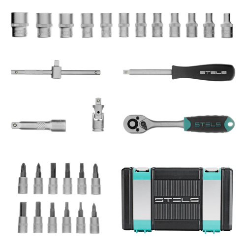 Набор инструментов, 1/4", CrV, пластиковый кейс 29 предметов Stels по ценам производителя в Воронеже с доставкой по всей России